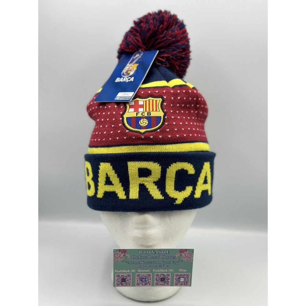 FC Barcelona Official Soccer Cap Adjustable Navy/Gold OSFM NWT